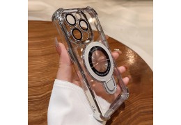 Capa Magsafe de Luxo Transparente com Suporte para iPhone