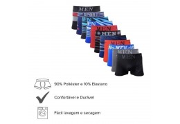 Promoção - Kit 10 Cuecas Boxer Microfibra Masculino Adulto - Estampada