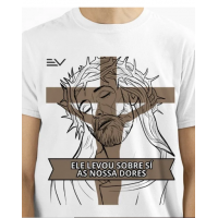 Camiseta gospel JESUS CRUZ- LEVOU NOSSAS DORES. Masculina e feminina.