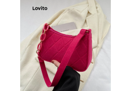 Lovito Bolsa de Ombro Pequena com Corrente para Mulheres (Rosa Pink/Preto)