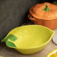 Bowl Tigela Limão Siciliano Cerâmica Salada Molho Petisco Mesa Posta