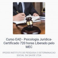 Curso EAD - Psicologia Jurídica- Certificado 720 horas Liberado pelo MEC