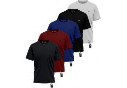 Kit 5 Camisas Camisetas Masculina Slim Voker Premium 100% Algodão
