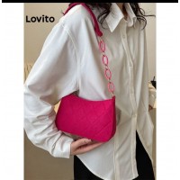 Lovito Bolsa de ombro pequena com corrente para mulher LNE09129 (Rosa pink/ Preto)