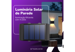 Luminária Solar de Parede com 4 LEDs: Iluminação Sustentável
