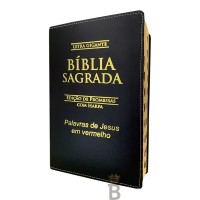 Biblia Sagrada Letra Gigante Luxo Popular - Preta - C/ Harpa E Palavras De Jesus Em Vermel