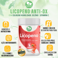 Licopeno Anti-Ox com Colageno Hidrolisado, Vitamina C e Selênio 60 Capsulas - Exclusivo -