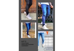 Kit 3 Calça Jeans Masculina Elastano Slim Skinny