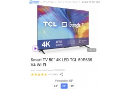 Super promoção: Smart Tv 50 4 Led TCL 50P635 VA Wifi