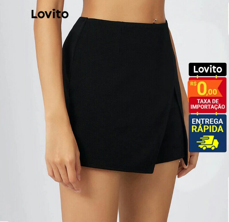 Lovito Shorts Casual Slim Fit Dividido Frontal Básico