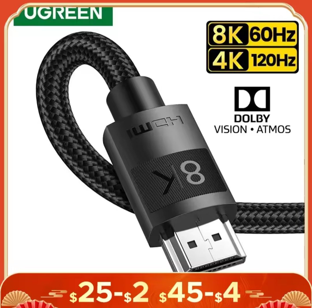 UGREEN Cabo HDMI 2.1 8K 4K 120Hz 48Gbps HDR Dolby Atmos eARC Ultra Alta Velocidade para PS