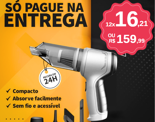 Aspirador Portátil Turbo: Limpeza eficiente e prática!