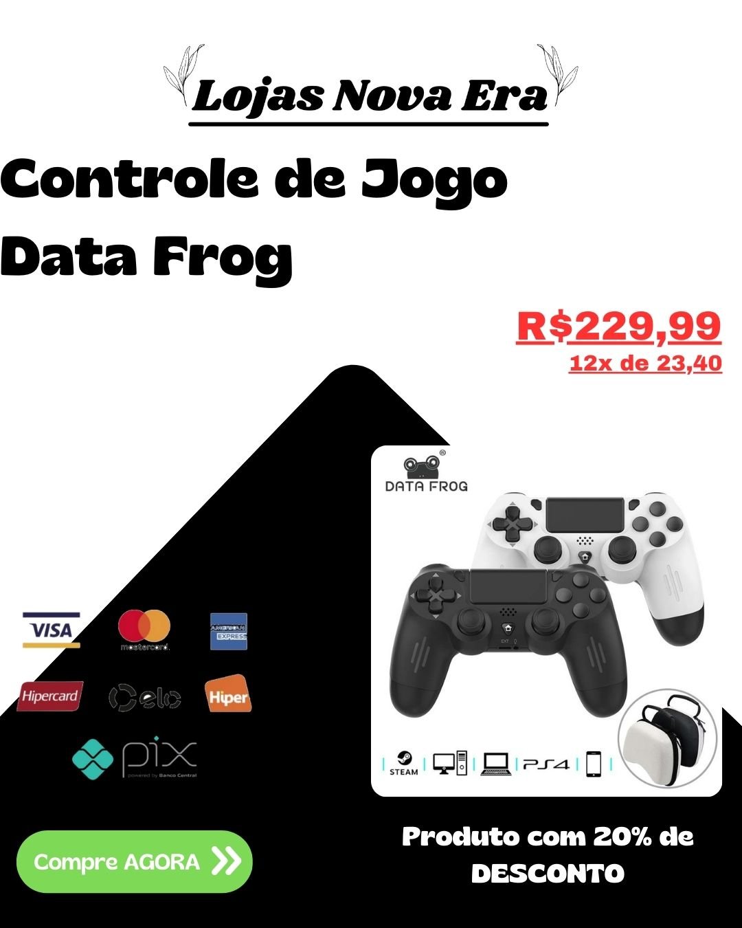 Controle de jogo Data Frog-compatível com Bluetooth para PS4, Slim, Pro