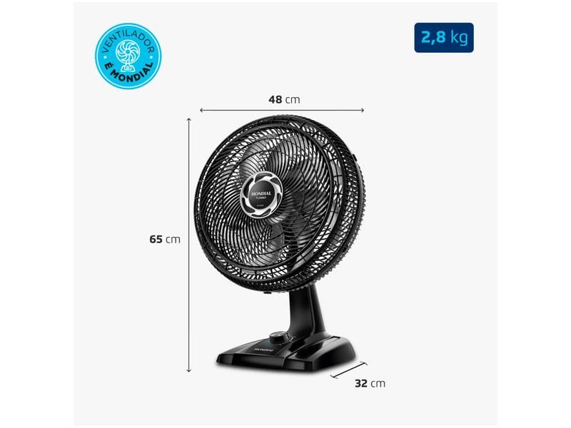 Ventilador de Mesa Mondial Turbo NVT-40-8P-B 40cm 8 Pás 3 Velocidades Preto e Prata