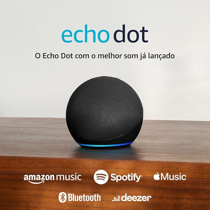 Echo Dot 5 geração O Echo Dot com o melhor som já lançado Cor Preta