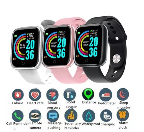 Kit 2-Relogio Inteligente Smartwatch D20 Bluetooth para IOS e Android