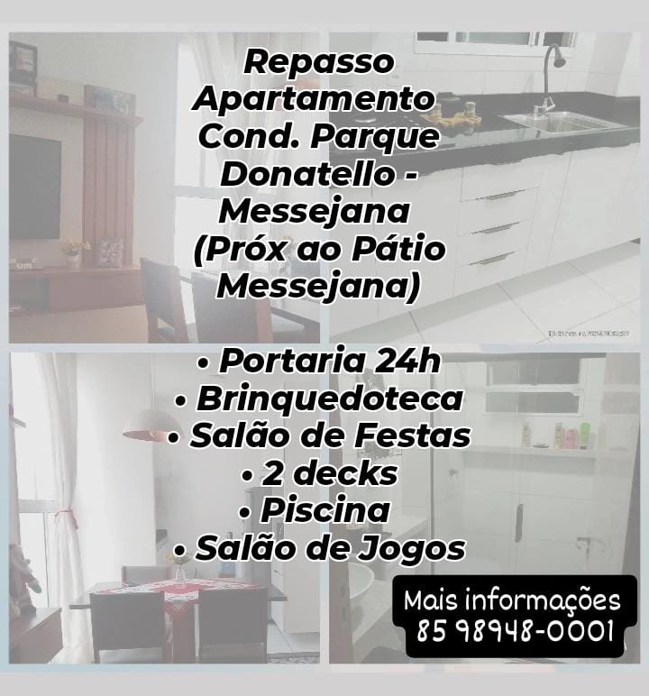 Apartamento para REPASSE ou REFINANCIAMENTO no Parque Donatello.