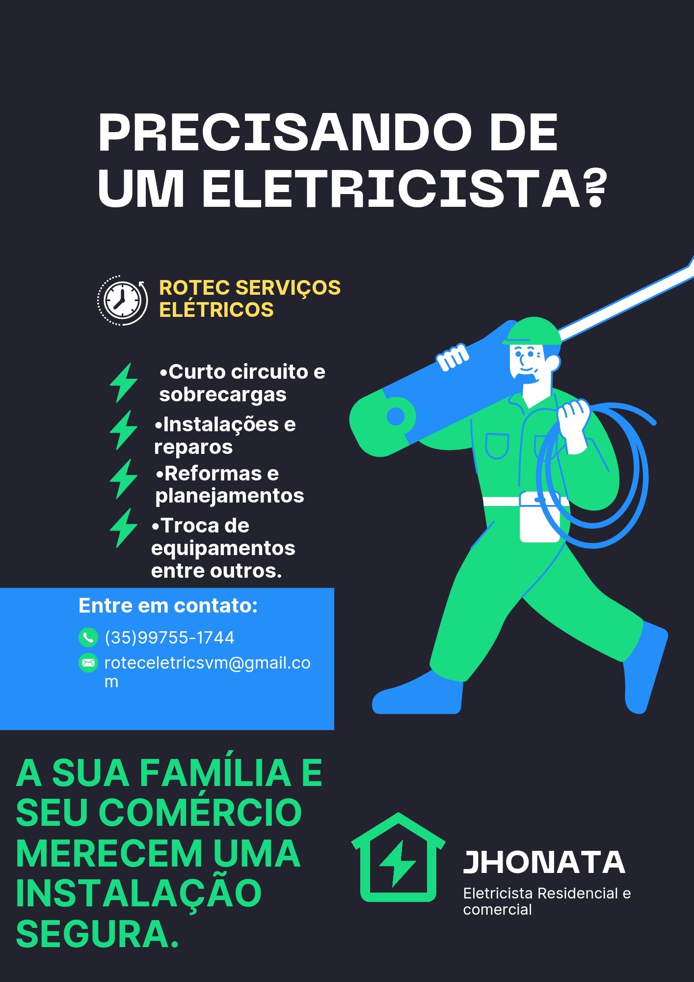 Eletricista residencial é comercial