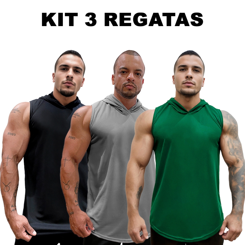 3 camisetas regatas masculinas