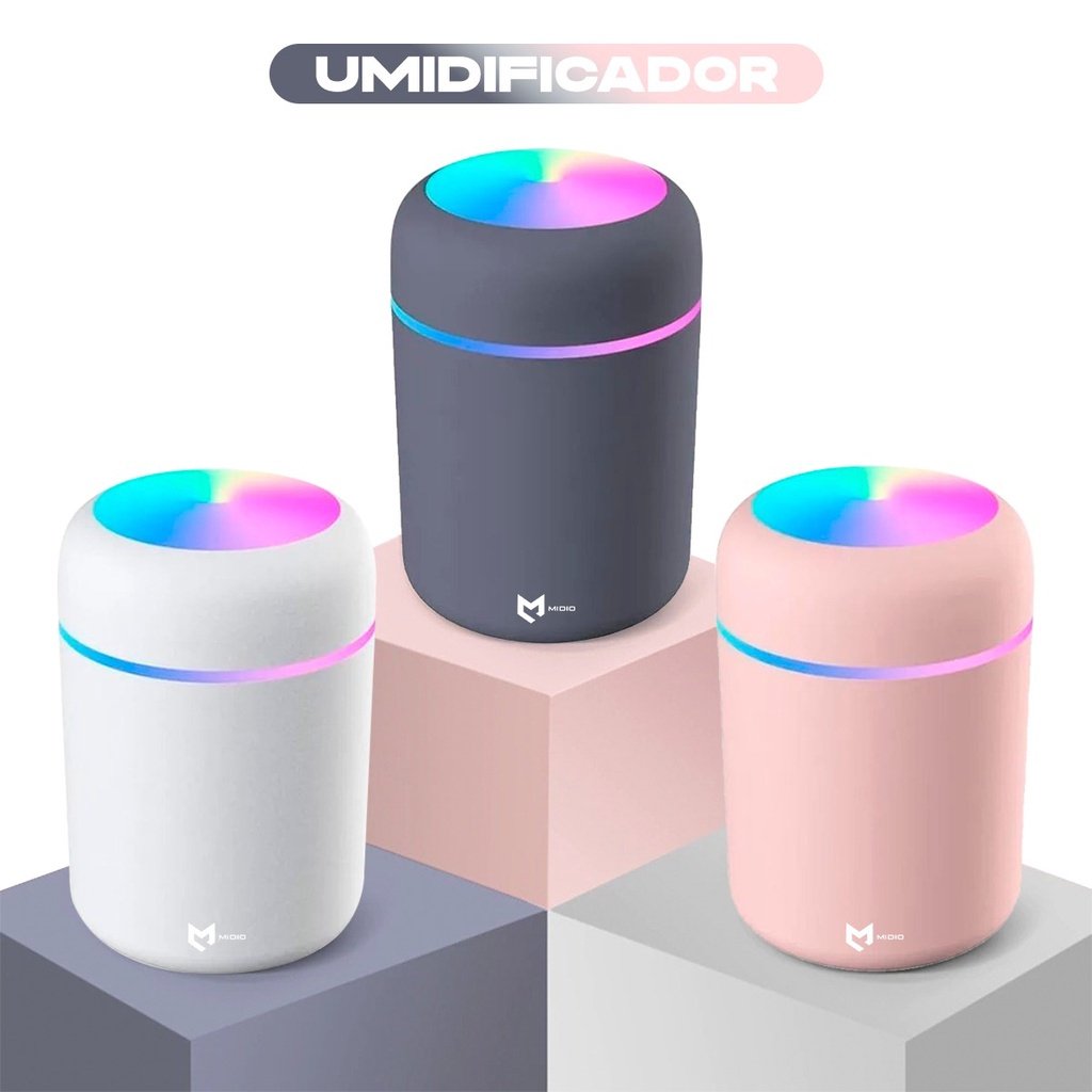 Umidificador de Ar 300ml Portátil Ultrassônico Difusor Led Rgb Usb