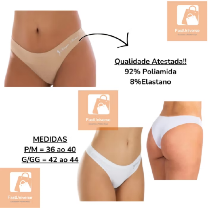 Kit 12 Calcinhas Tanga Corte a Laser Sem Costura com Acabamento Premium