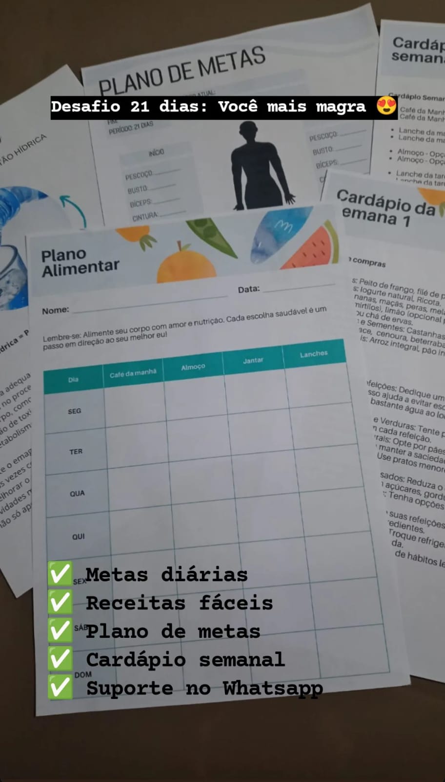 Acompanhamento com nutricionista por 21 dias