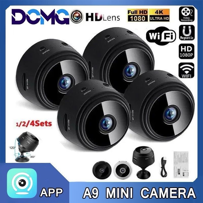 Kit 4 Câmeras A9 HD Mini com visão noturna Wifi Câmera 1080P Vigilância