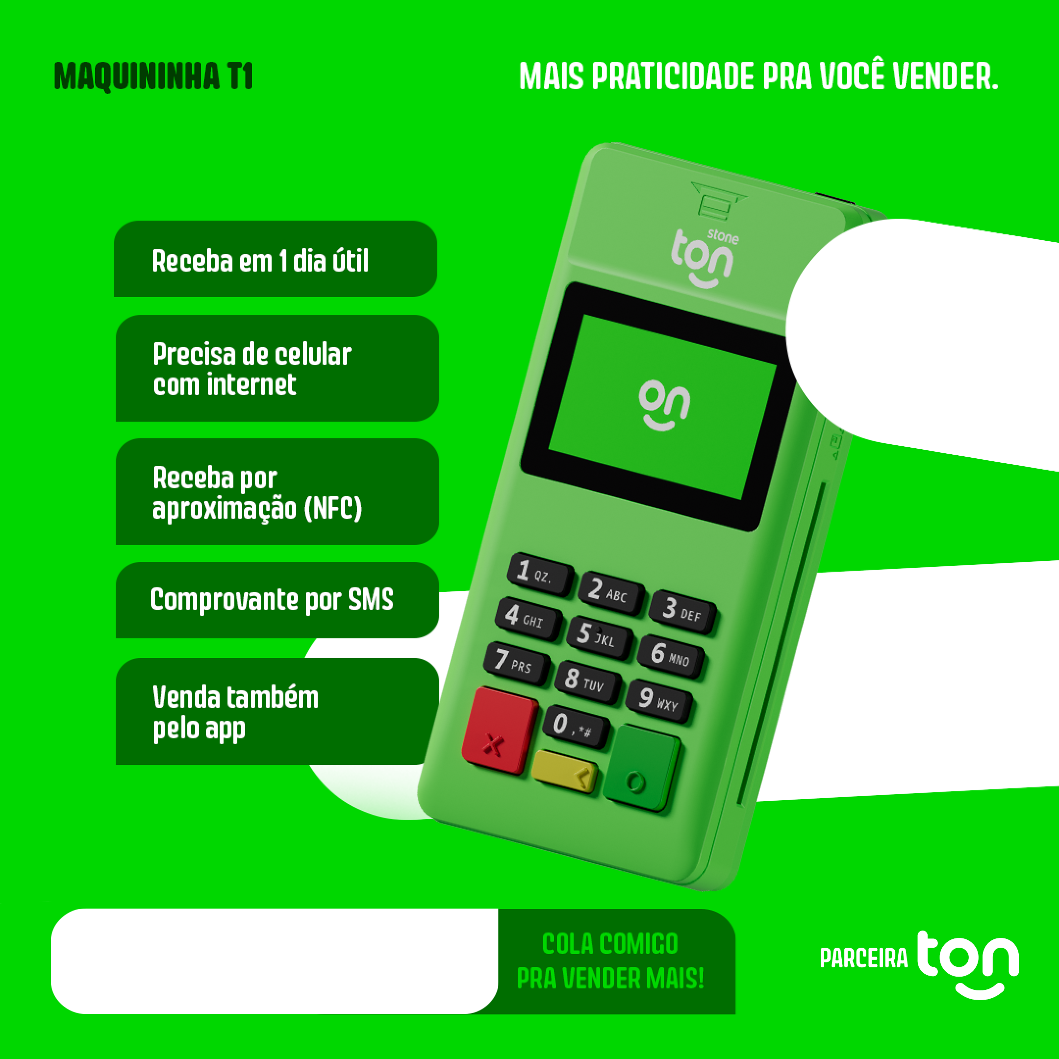 Maquininha de cartão T3 Smart da Ton