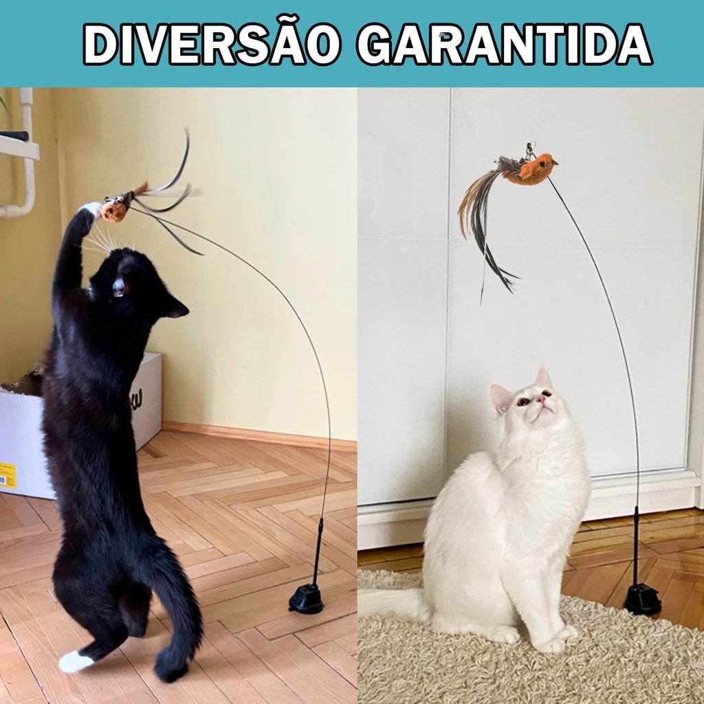 Brinquedo Interativo para Gatos- Pássaro Com Ventosa Que Fixa No Chão Adulto ou filhote