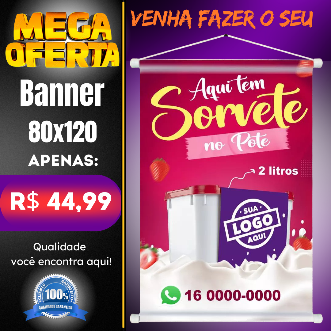 Banner Lona 120x80 Mega Promoção R$ 44,99