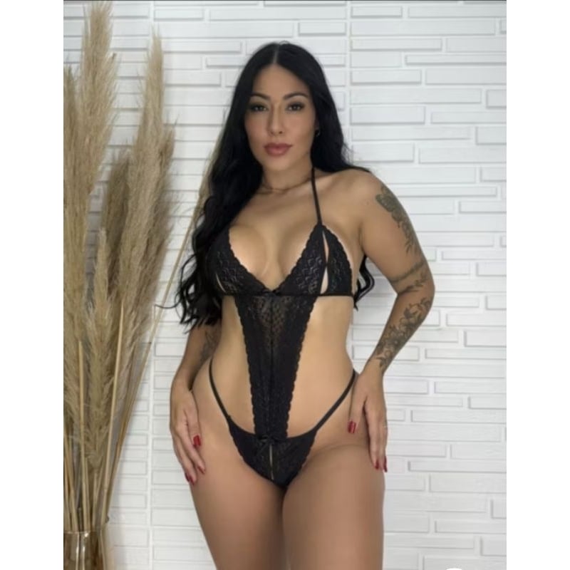 Body Rendado Com Abertura