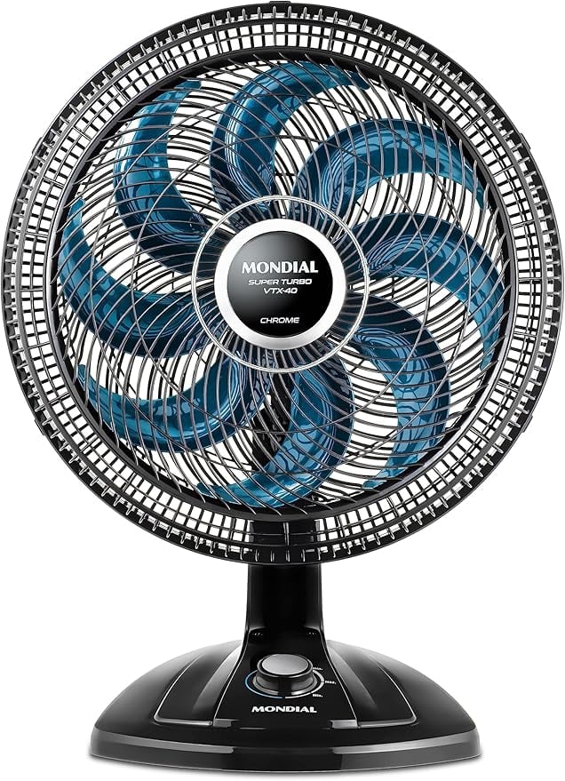 Ventilador de Mesa 40cm Super Turbo, Mondial, Preto/Azul, 140W