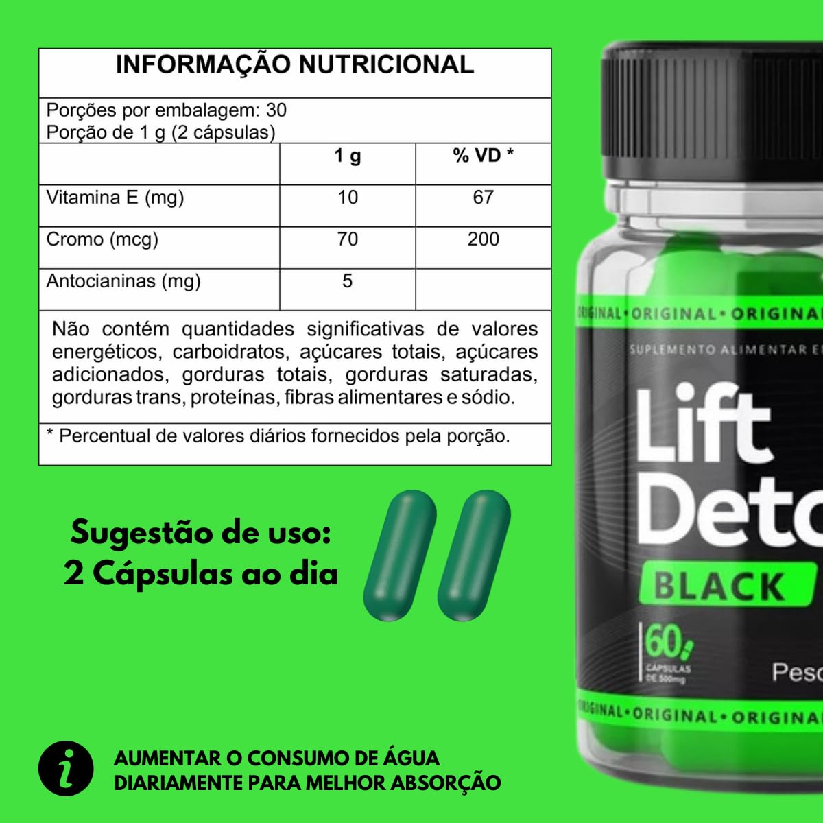 Lift Detox Black Nova Fórmula Mais Potente