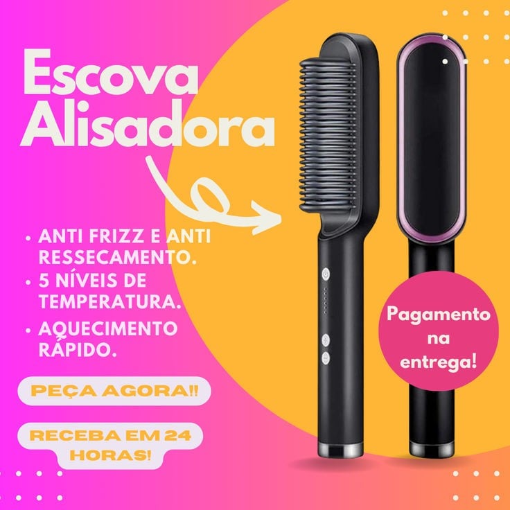  Escova alisadora 3 em 1 por apenas R$ 89,90 na promoção pague na entrega