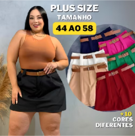 Short Saia Plus Size Alfaiataria Com Cinto!