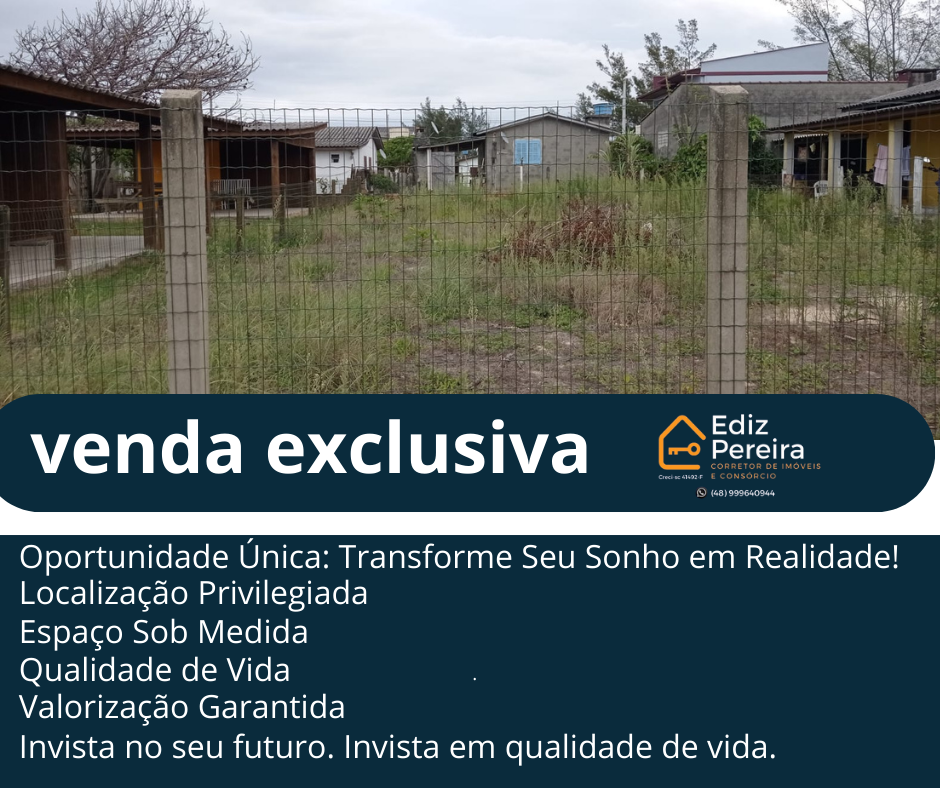 Oportunidade única, terreno a venda em balneario gaivota 200 metros do mar