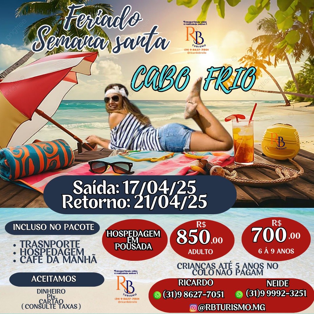 Pacote de viagem para Cabo Frio Rio de Janeiro SEMANA SANTA