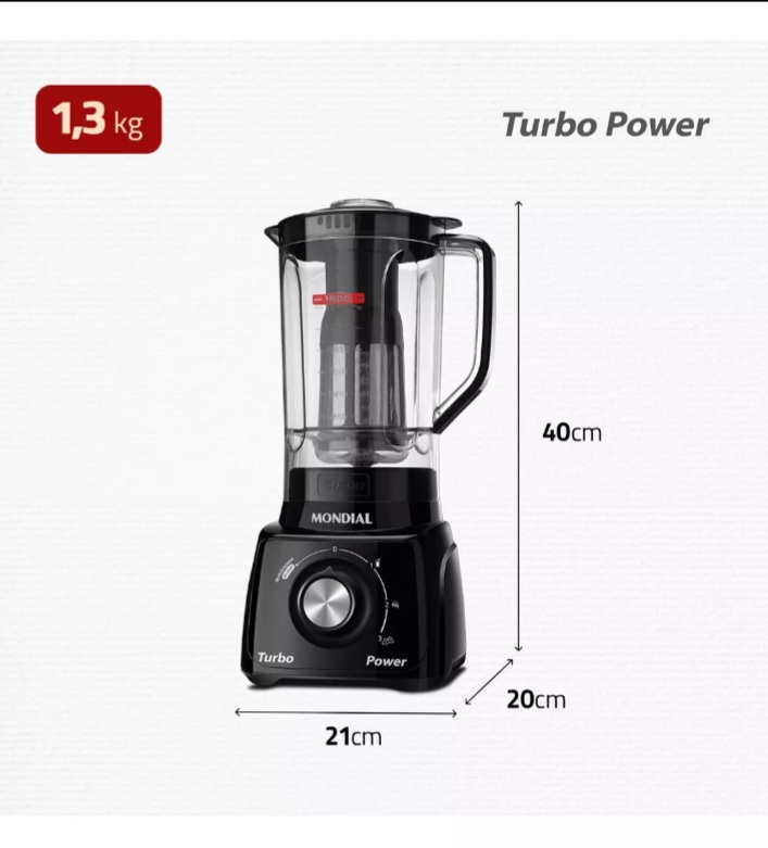 Liquidificador L-99-fb Turbo Power 2,2 L Potência De 550w Cor Preto Mondial 110v