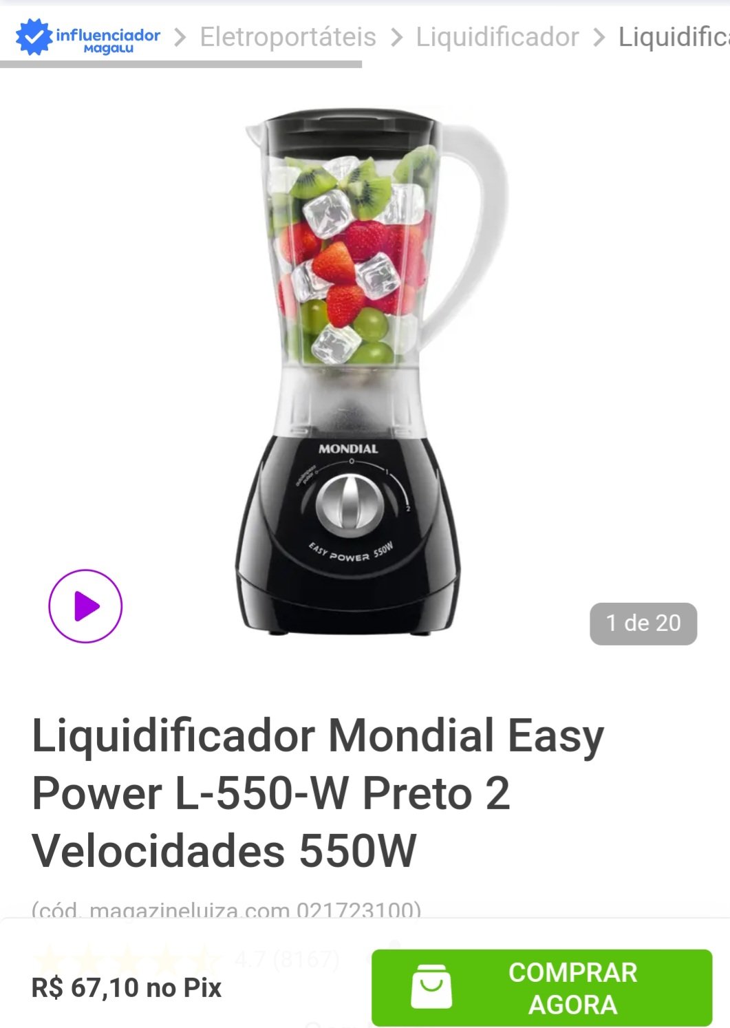 Liquidificador Mondial