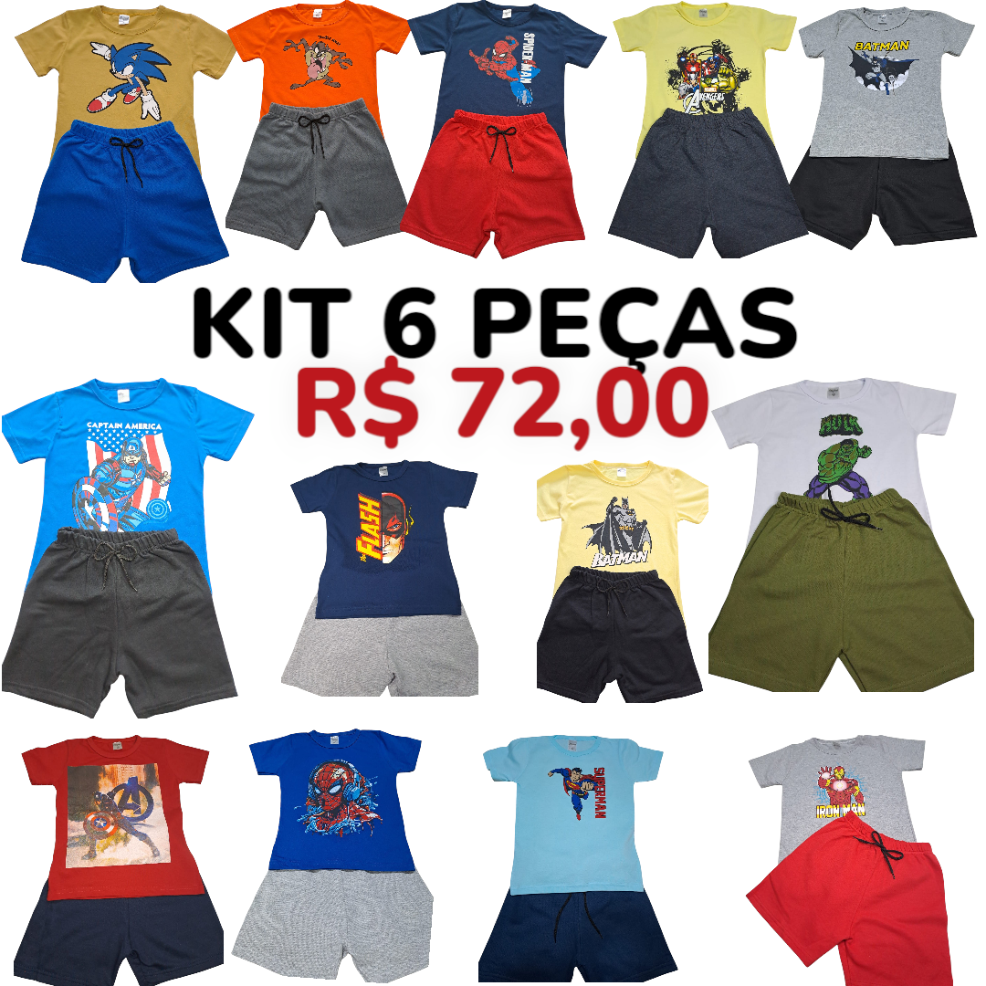 Kit 6peças - conjuntos infantil masculino