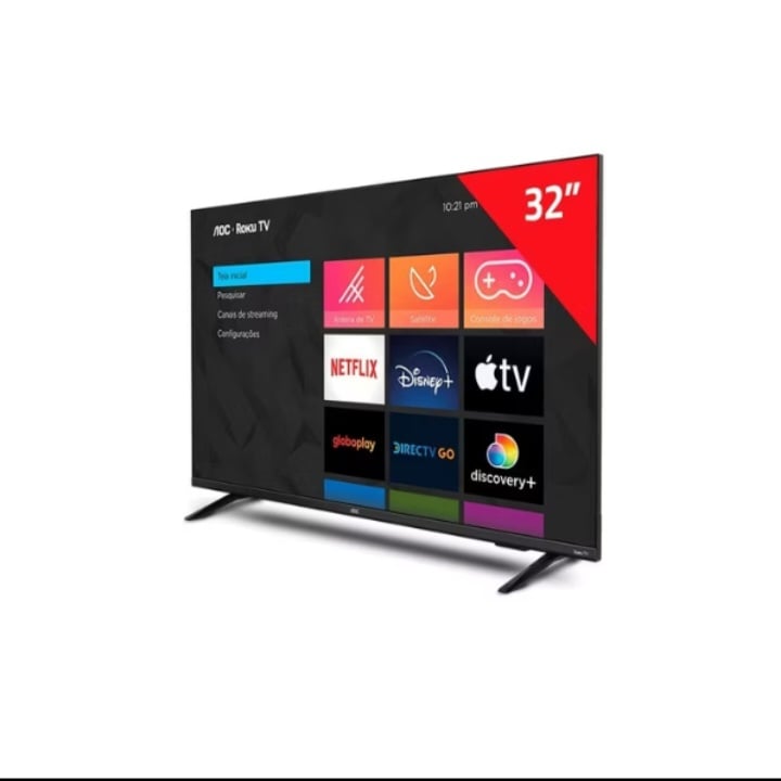 Smart TV Led HD 32 polegadas AOC Sistema Roku TV Wi-Fi HDMI