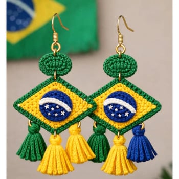 Brinco crochê do Brasil -...