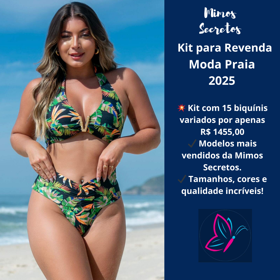 Kit 15 Peças - Conjuntos de Biquinis + Maios para Revendas - Moda Praia 2025 ID 5023670