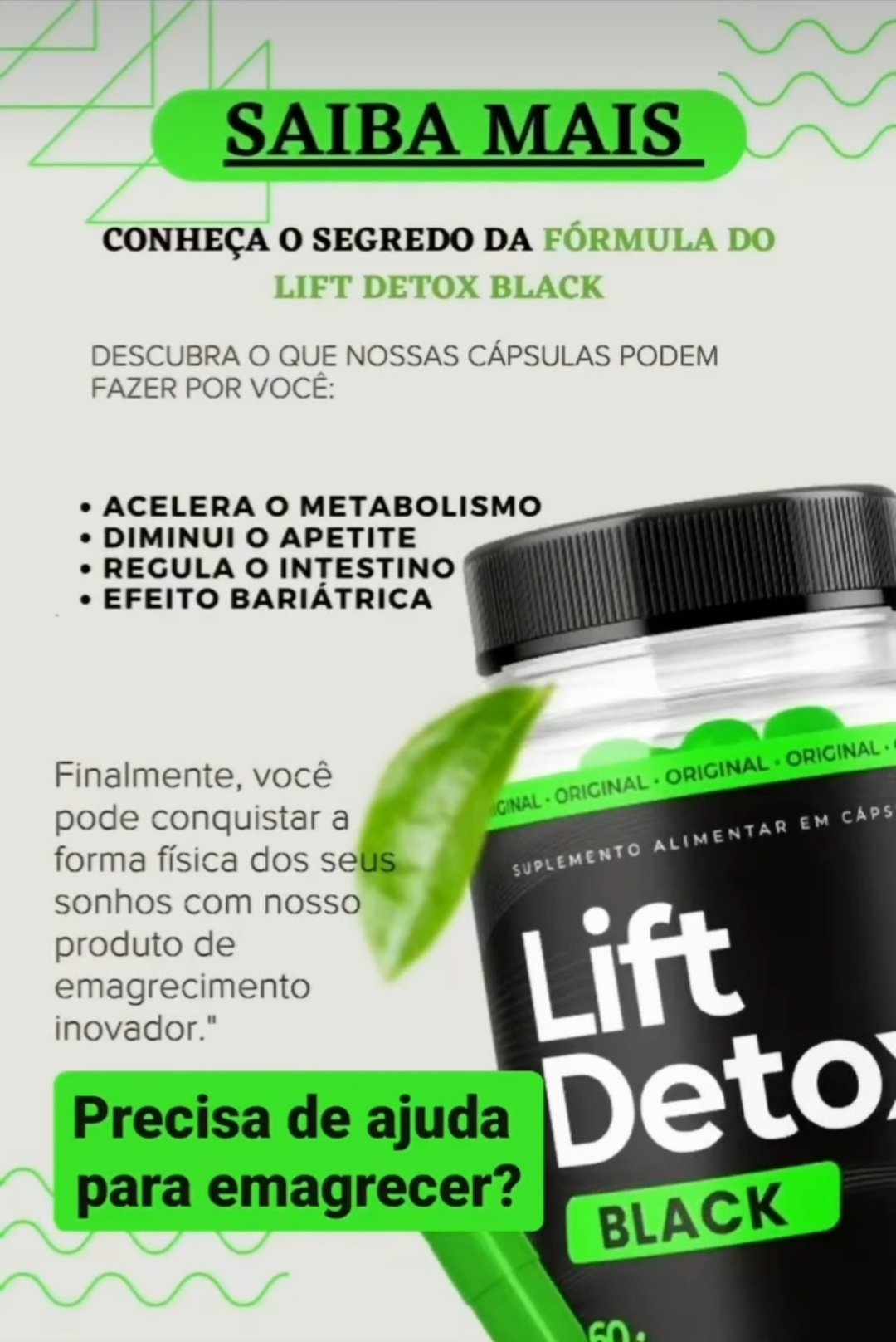 Liftdetoxblack auxilia no emagrecimento, através de compostos naturais