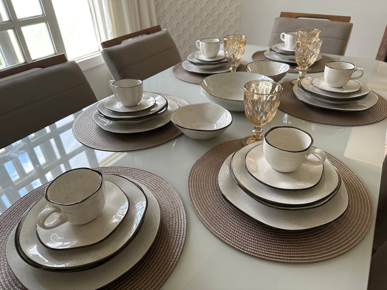 54 Peças Aparelho de Jantar em Porcelana Conjunto de Luxo Oxford®