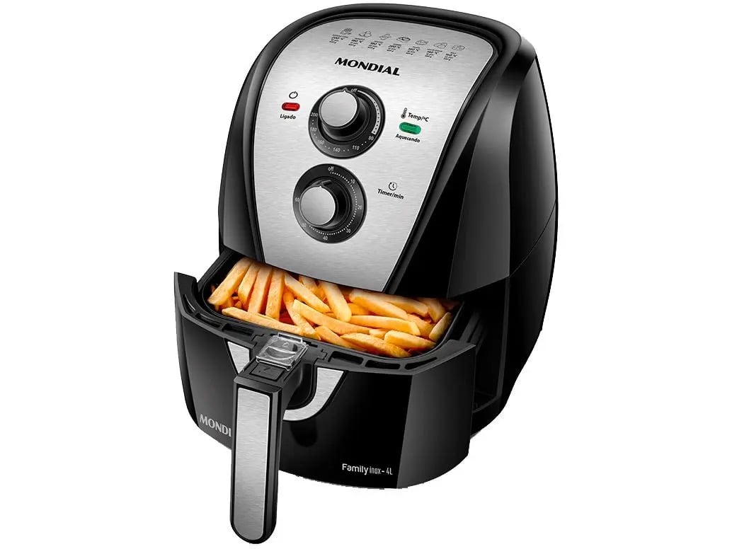 Fritadeira Elétrica sem Óleo/Air Fryer Mondial Family AFN-40-BI Preto 4L com Timer Código