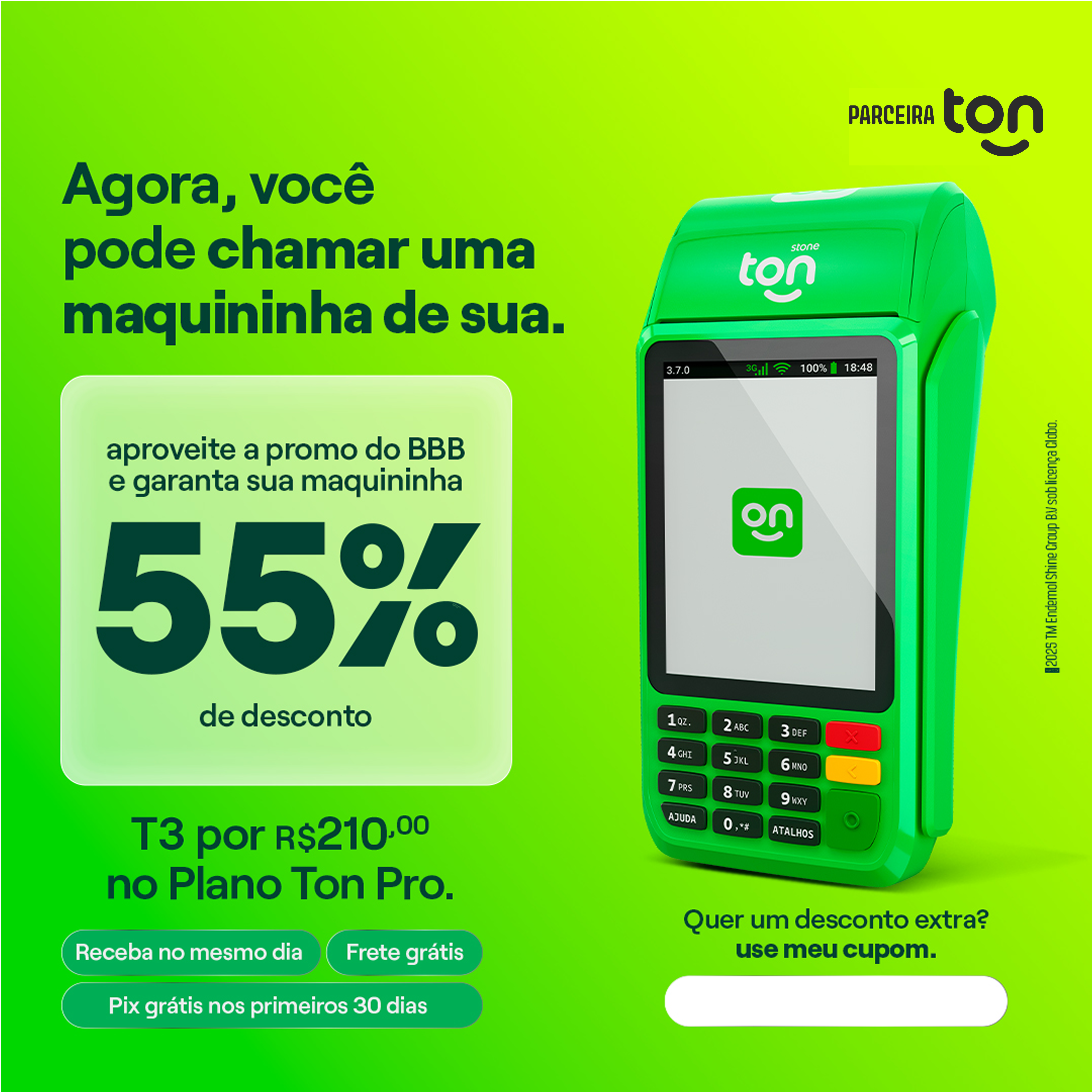 Maquininha T3 Ton pro / Super oferta com 55% de desconto.