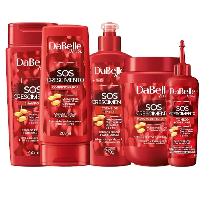 Kit Vegano Dabelle Hair Sos Crescimento - SH + COND + CPP +TONICO + MASC 800g - 5 itens