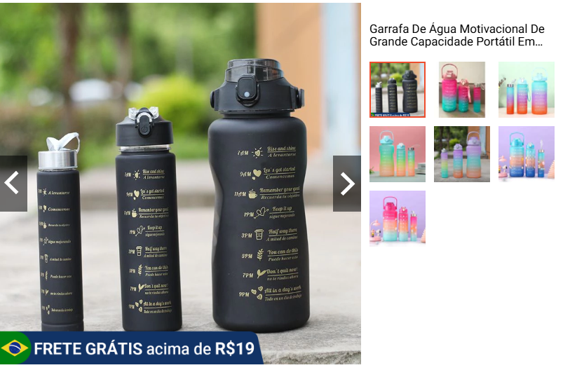 Garrafa De Água Motivacional De Grande Capacidade Portátil Em Degradê