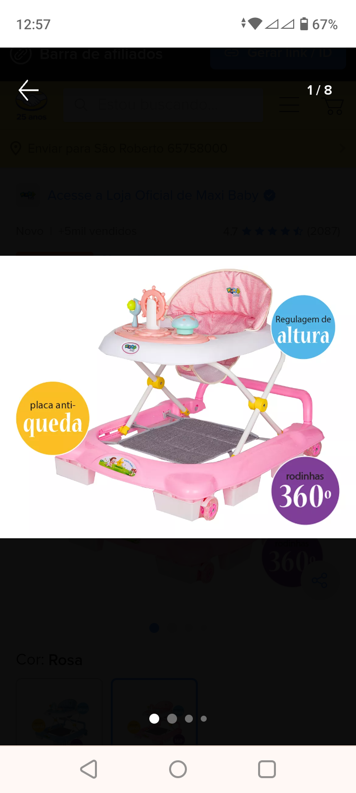 Andador Infantil Musical Para Bebe La Bamba - Maxi Baby - Rosa